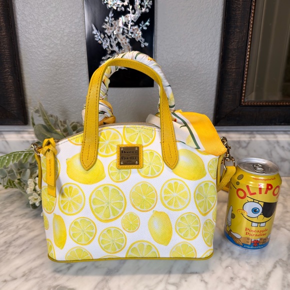 Dooney & Bourke Yellow Lemon Print Satchel EUC - Picture 4 of 5